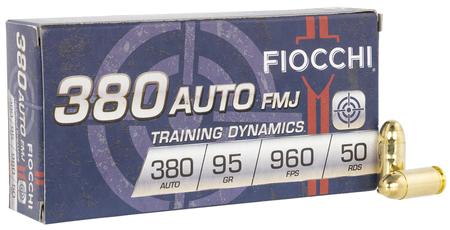 Fiocchi 380AP Range Dynamics Pistol 380 ACP 95 gr Full Metal Jacket (FMJ) 50 Per Box/ 20 Cs