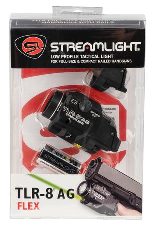 Streamlight 69434 TLR-8 AG Weapon Light w/Laser Black Anodized Aluminum For Handgun 500 Lumens White LED Bulb Green Laser 140 Meters Beam