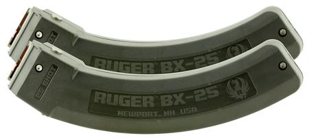 Ruger 90548 BX-25 Value Pack 25rd Magazine Fits Ruger 10/22/SR/77/Charger 22LR BX-25 Black 2 Pack