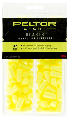 Peltor 97082 Sport Blast Earplugs Foam 32 dB In The Ear Yellow Adult 80 Pair