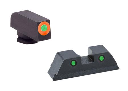 AmeriGlo GL450 Spartan Sight Set for Glock  Black | Green Tritium with Orange Outline Front Sight Green Tritium with Black Outline Rear Sight