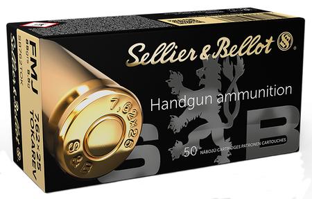 Sellier & Bellot SB762TOK Handgun Target 7.62x25mm Tokarev 85 gr Full Metal Jacket (FMJ) 50 Per Box/ 30 Cs