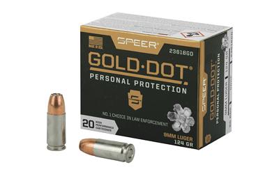 Speer Ammunition, Gold Dot, Hp, 9mm, 124 Grain